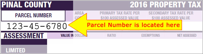 Tax Notice showing Parcel Number